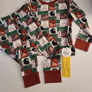 Carhartt Kids Festive Pajama Set - Red, Green, White